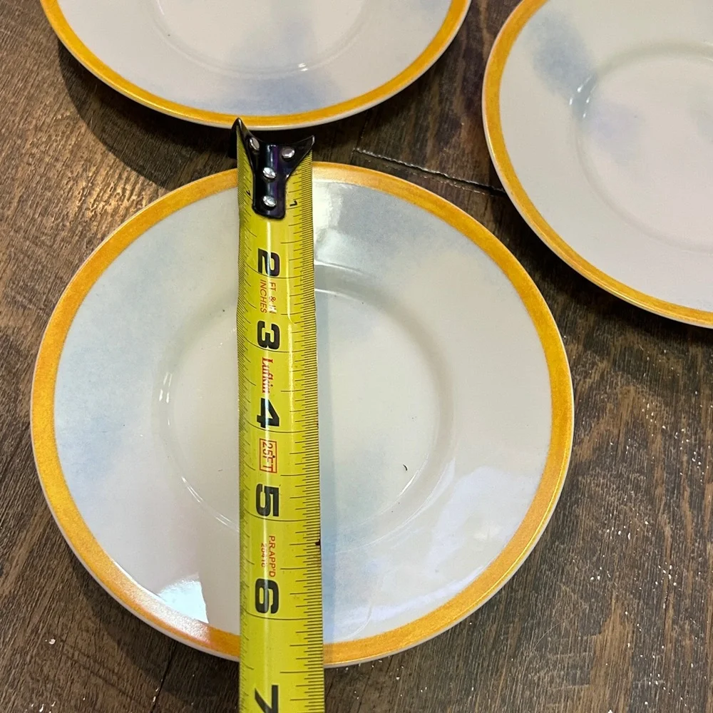 Montgolfiere WILLIAMS-SONOMA Saucers Clouds Yellow Rim -‎ 5 Pack